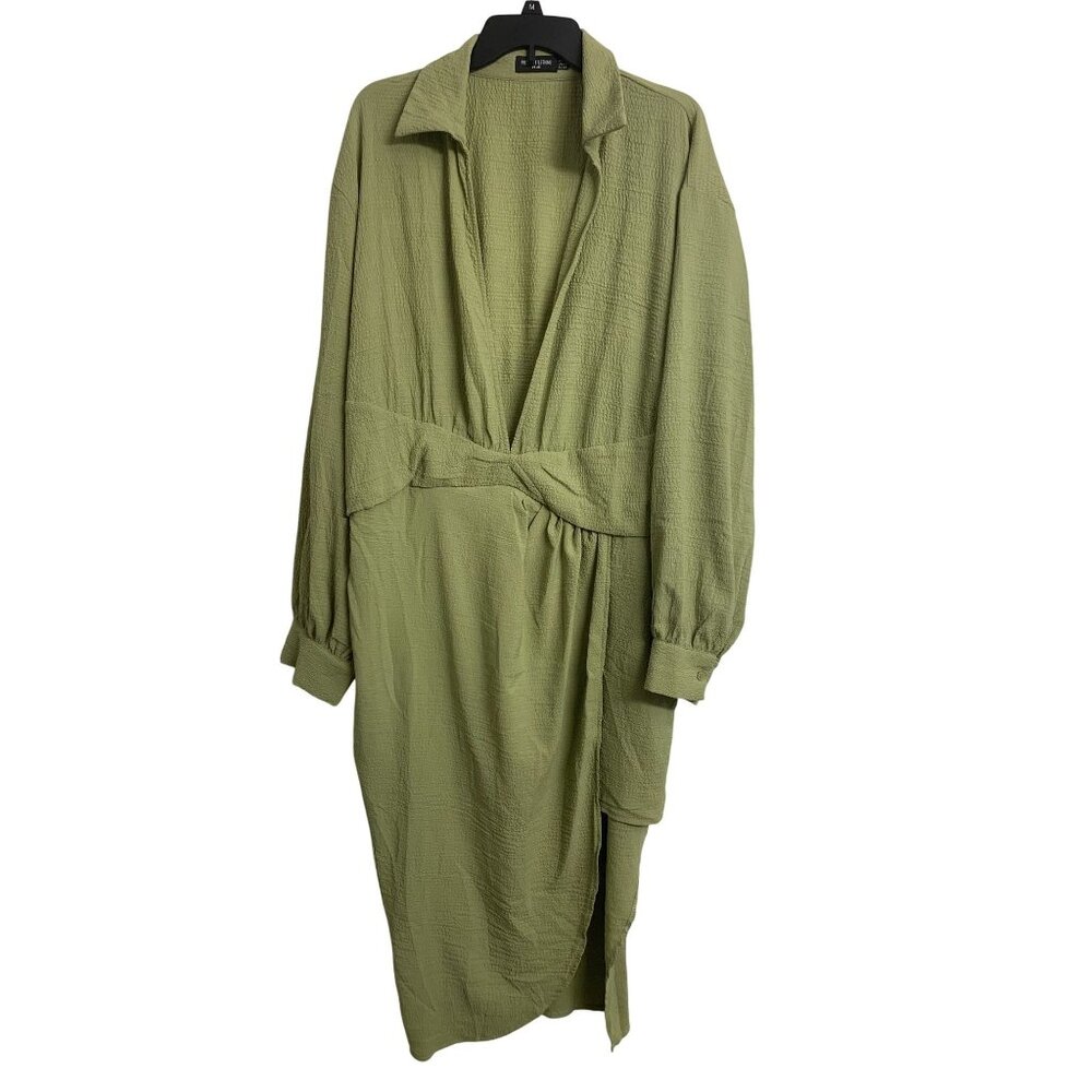 Pretty Little Thing Wrap Lightweight Coastal Maxi Dress Green